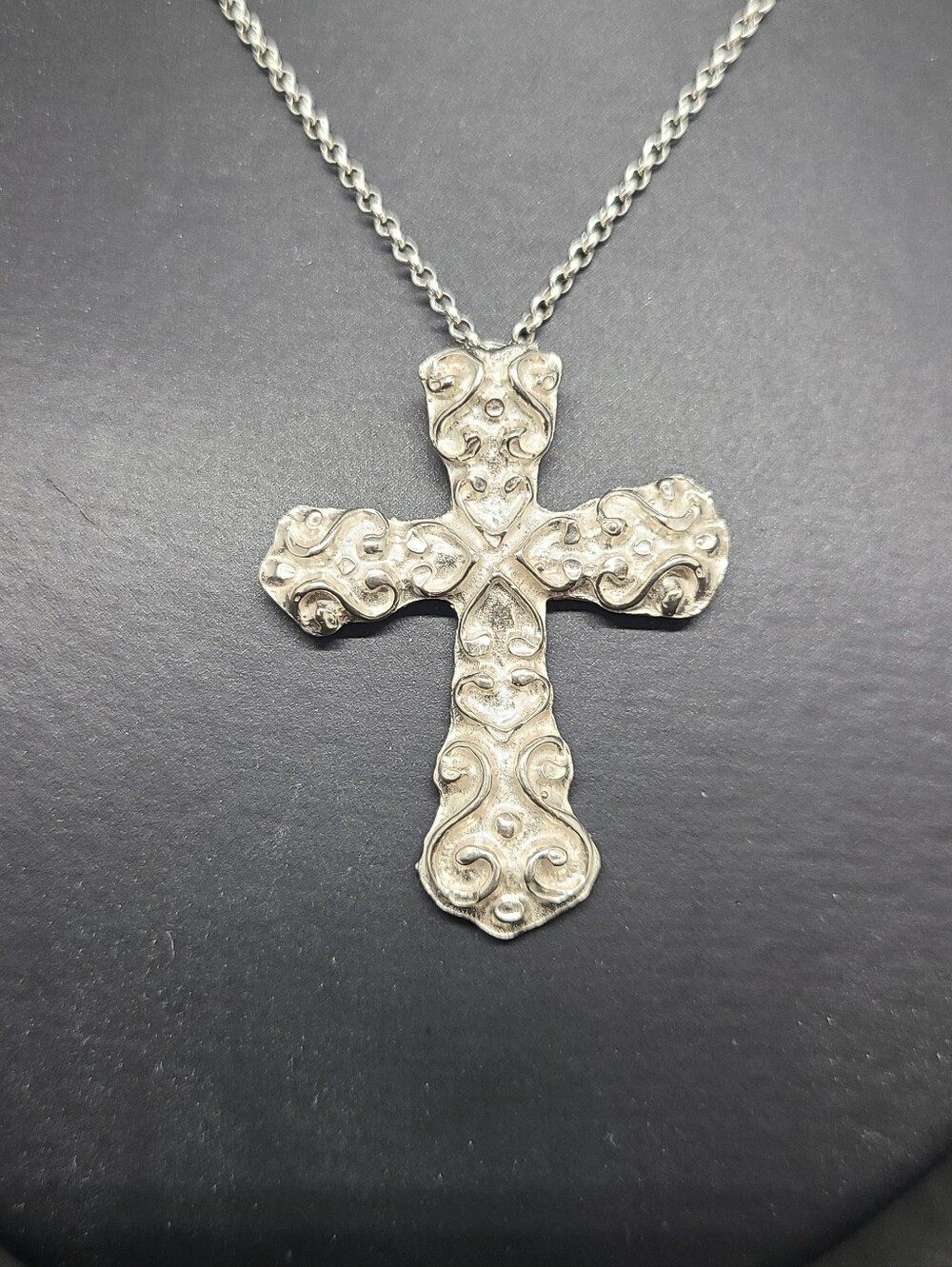 Textured Byzantine Inspired Cross Pendant Sterling Silver
